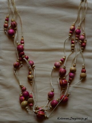 Boho rozowe drewniane